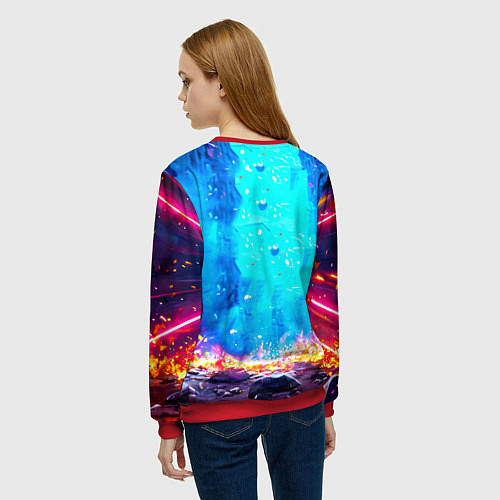 Женский свитшот Лошадь в ярких лучах / 3D-Красный – фото 4