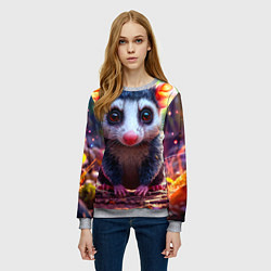 Свитшот женский Опоссум в лесу, цвет: 3D-меланж — фото 2