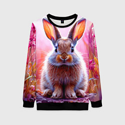 Свитшот женский Зайчик в розовом, цвет: 3D-черный