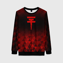 Свитшот женский Tokio Hotel red poly, цвет: 3D-черный