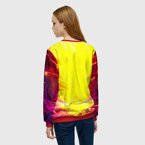 Женский свитшот Жирафик в желтых искрах / 3D-Красный – фото 4