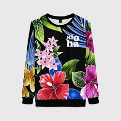 Свитшот женский Tropical flowers - aloha, цвет: 3D-черный