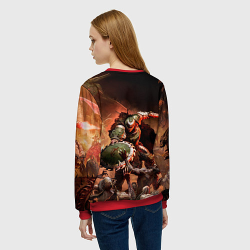 Женский свитшот Doom slayer Doom the dark ages / 3D-Красный – фото 4