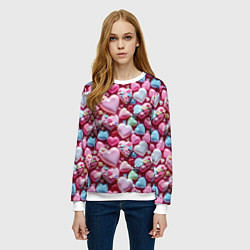 Свитшот женский Карамельные сердечки, цвет: 3D-белый — фото 2