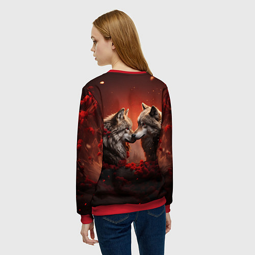 Женский свитшот Волчья любовь / 3D-Красный – фото 4