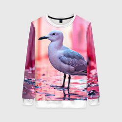 Свитшот женский Чайка на розовом, цвет: 3D-белый