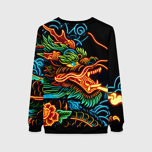 Женский свитшот Japanese neon dragon - irezumi / 3D-Черный – фото 2