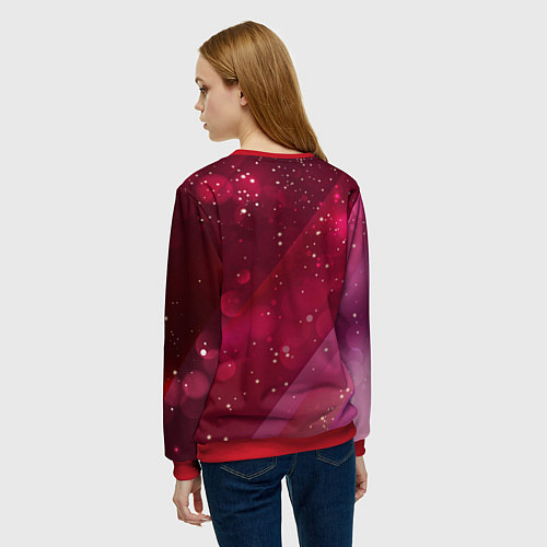 Женский свитшот Герб Москвы на розовом фоне / 3D-Красный – фото 4