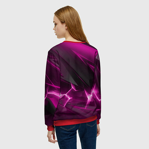 Женский свитшот Георгий Победоносец розовый фон / 3D-Красный – фото 4