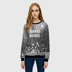 Свитшот женский David Bowie - grey gradient посередине, цвет: 3D-черный — фото 2