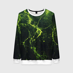 Свитшот женский Зеленые волокна - текстура, цвет: 3D-белый