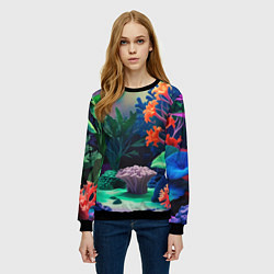 Свитшот женский Морское дно с кораллами, цвет: 3D-черный — фото 2