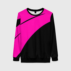 Свитшот женский Розовый с чёрным двуцветный с полосой, цвет: 3D-черный