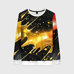 Свитшот женский Оранжевая краска на черном, цвет: 3D-белый