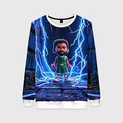 Свитшот женский Браун Джейлен в разрядах молний, цвет: 3D-белый