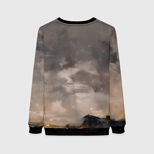 Женский свитшот Бэтмен стоит на обрыве скалы / 3D-Черный – фото 2