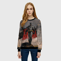 Свитшот женский Бэтмен стоит на обрыве скалы, цвет: 3D-черный — фото 2