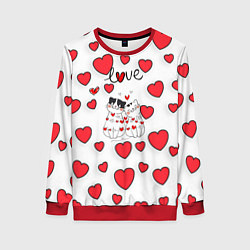 Свитшот женский Кошачья романтика, цвет: 3D-красный