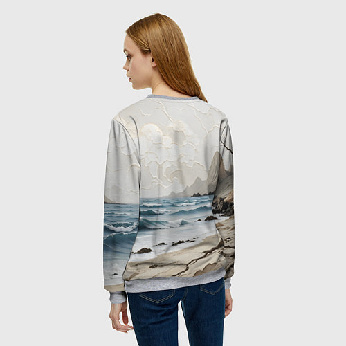 Женский свитшот Нежный морской пейзаж / 3D-Меланж – фото 4