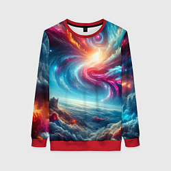 Свитшот женский Fantastic neon space landscape - ai art fantasy, цвет: 3D-красный