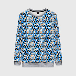 Свитшот женский Киберпанк шестиугольники синие, цвет: 3D-меланж