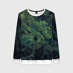 Свитшот женский Абстракция - green camouflage background, цвет: 3D-белый
