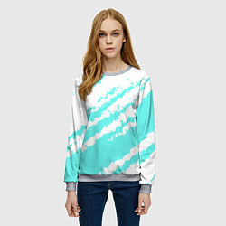 Свитшот женский The color is light blue and white, цвет: 3D-меланж — фото 2