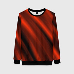 Свитшот женский Красно-оранжевый полосы текстурные с затемнением, цвет: 3D-черный