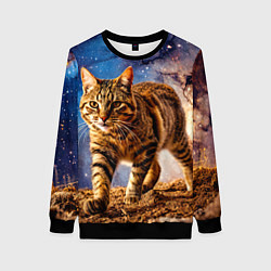 Свитшот женский Пиксибоб в космосе, цвет: 3D-черный