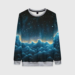 Свитшот женский Облака и черное небо текстура, цвет: 3D-меланж
