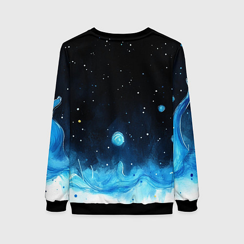 Женский свитшот Синяя светящееся краска / 3D-Черный – фото 2