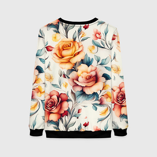 Женский свитшот Паттерн с переплетением цветов / 3D-Черный – фото 2