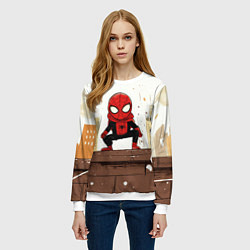 Свитшот женский Мини человек-паук, цвет: 3D-белый — фото 2