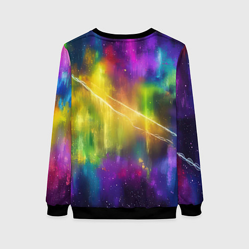 Женский свитшот Человек - паук радужные краски / 3D-Черный – фото 2