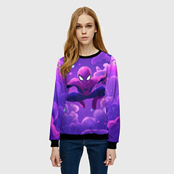Свитшот женский Человек-паук на фоне облаков, цвет: 3D-черный — фото 2