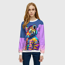 Свитшот женский Cool tiger cub - pop art, цвет: 3D-белый — фото 2