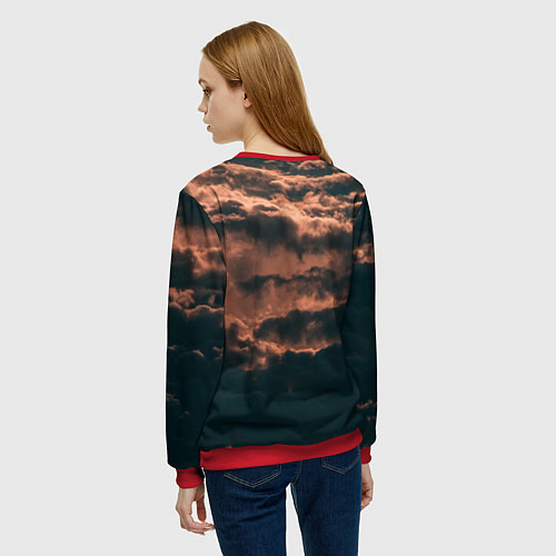 Женский свитшот Белобог - небо славян / 3D-Красный – фото 4