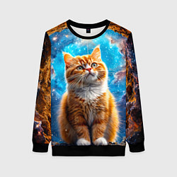 Свитшот женский Манчкин в космосе, цвет: 3D-черный