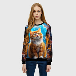 Свитшот женский Манчкин в космосе, цвет: 3D-черный — фото 2