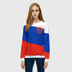 Свитшот женский Россия флаг с гербом, цвет: 3D-белый — фото 2