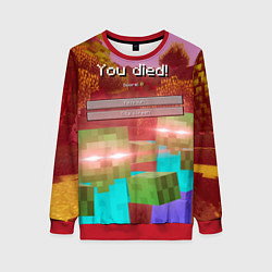 Свитшот женский Try again - Minecraft, цвет: 3D-красный