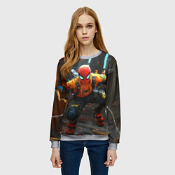 Свитшот женский Человек паук бежит, цвет: 3D-меланж — фото 2
