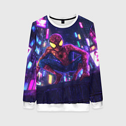 Свитшот женский Человек паук с желтыми глазами, цвет: 3D-белый