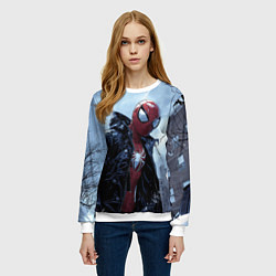 Свитшот женский Человек-паук в куртке, цвет: 3D-белый — фото 2