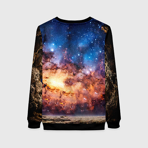 Женский свитшот Ризеншнауцер в космосе / 3D-Черный – фото 2