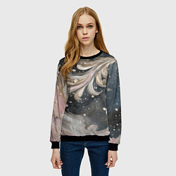 Свитшот женский Бежевый объемный узор, цвет: 3D-черный — фото 2