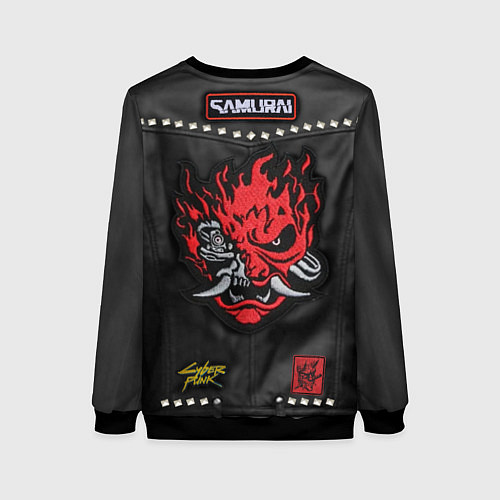Женский свитшот Косуха с нашивкой самурая киберпанк / 3D-Черный – фото 2