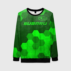 Свитшот женский Subaru - green gradient посередине, цвет: 3D-черный