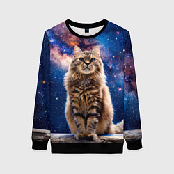 Свитшот женский Сибирская кошка в космосе, цвет: 3D-черный