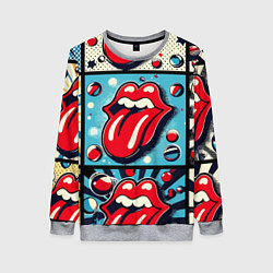 Свитшот женский Rolling Stones logo - pop art, цвет: 3D-меланж